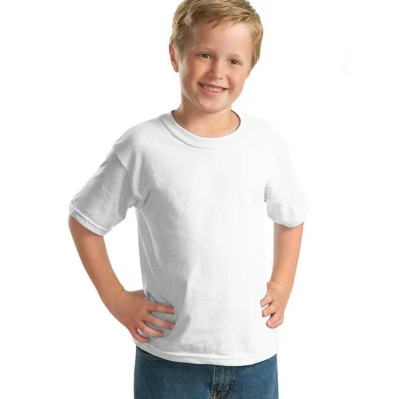 Sublimation Custom White O-neck T Shirt 100% Polyester Cotton Children T-Shirt