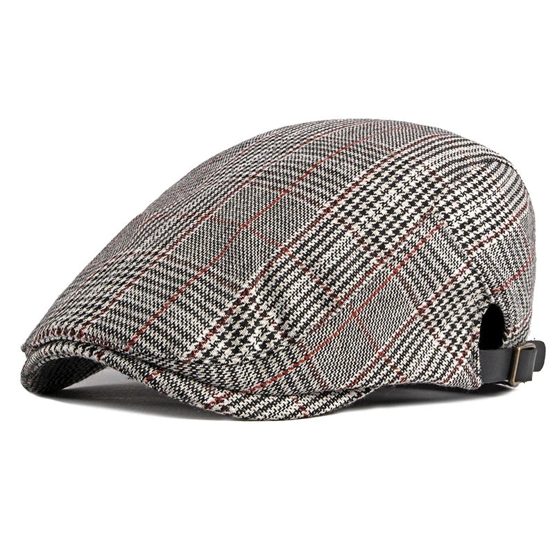 Fashion Men's Berte Newsboy Cap Classic Plaid Beret Male Korean Version of the British Retro Art Cap Female Forward Hat
