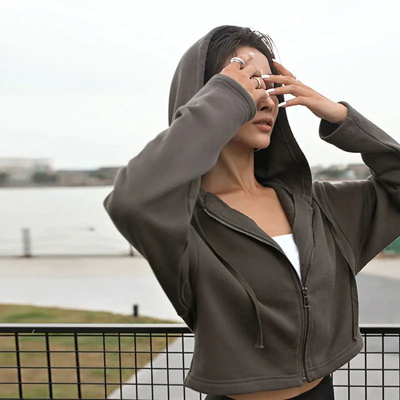 SR_459 Women's Clothing Fall 2026 Manufacturers For Customs Clothes Zip Up Jacket Coat Long Sleeve Crop Top Women Hoodie