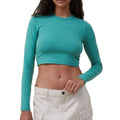 Custom Logo Casual Breathable Eco-Friendly Terry Fabric Long Sleeve Crew Neck T-Shirt for Women