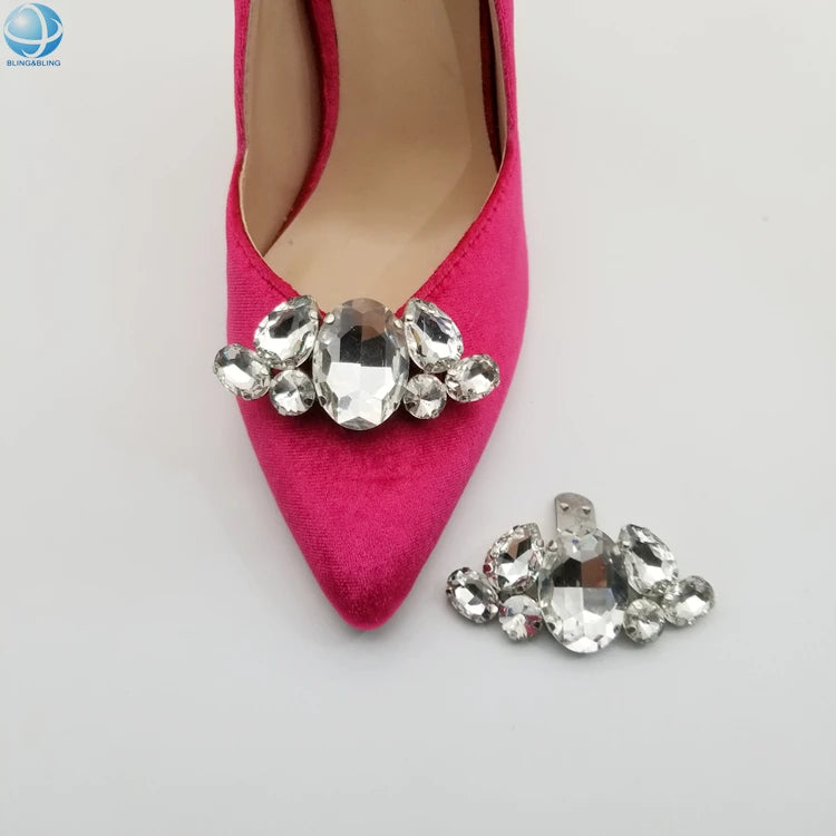 Sparkling Rhinestone Metal Shoe Buckle Detachable Crystal Bowknot Shoe Clip Decorative Shoe Accessory for Women High Heel