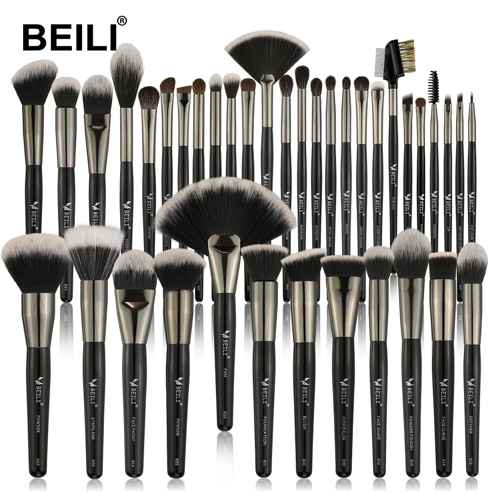 BEILI OEM Fashion 38PC Makeup Brush Set Low MOQ Vegan Women Cosmetics Make up Brushes Quality Tools Set