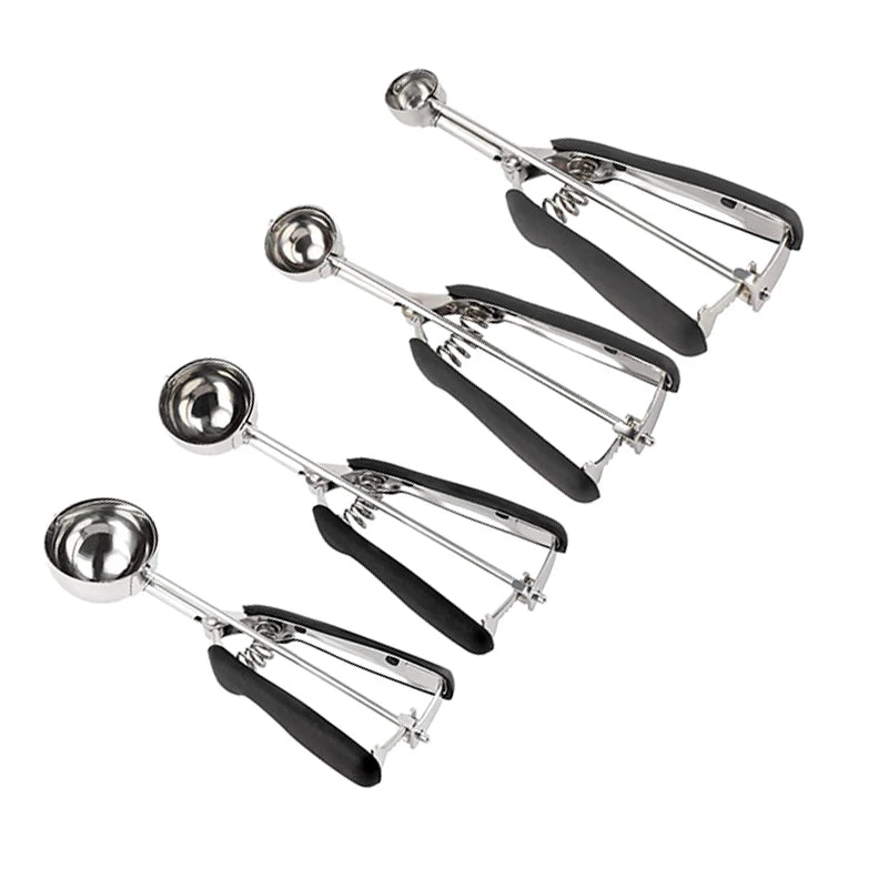 304 Stainless Steel Ice Cream Scoop and Cookie Dough Scooper Set Trigger Release with Metal Construction for Baking Serving
