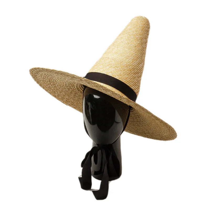 New Fashion Wheat Straw Women Show Beach Sun Hats Natural Grass Conical Hat Rice Farmer Hats