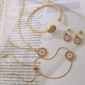 Retro 18K Gold Daisy Pendant Necklace Stainless Steel INS Dainty Rings Jewelry Sets Valentine's Day Gifts