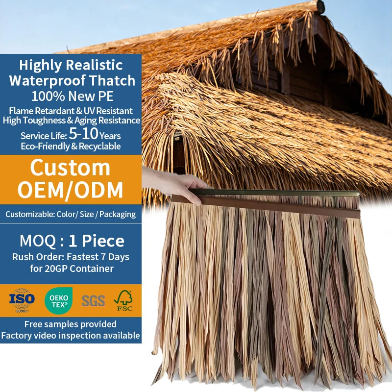 Techumbre Artificial Nipa Roof Thatch Chaume Pour Chalets Szintetikus Strohdach Thatched Tegels