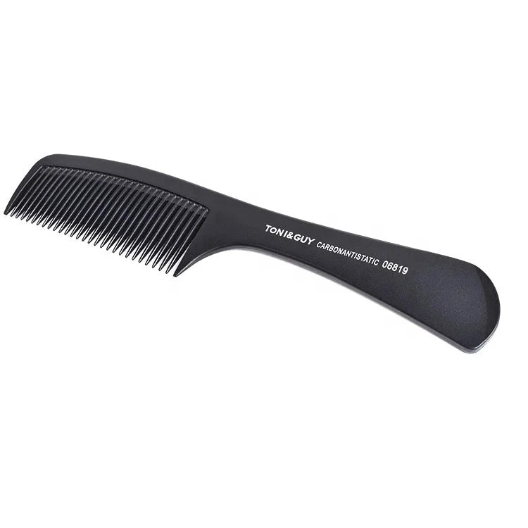 Custom Logo Black Plastic Straight Wide Tooth Durable Professional Handheld Hair Comb 22*4.5cm Home Use