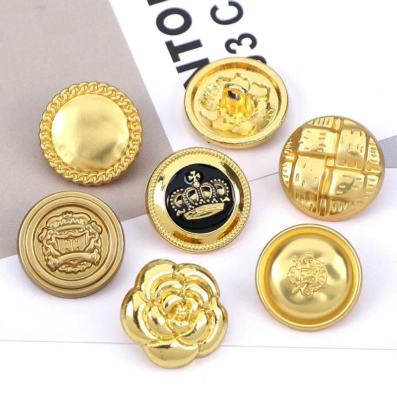 WYSE 15mm-25mm Stylish Gold Thigh-stitched Metal Button Coat Trench Coat Suit Button