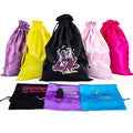 Leeons Custom Wig Packaging Bags Silk Satin Bags with Drawstring Logo for Hair Bundles Wigs