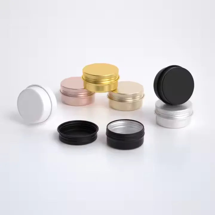 Wholesale Bulk 5mL Glitter Eyeshadow Aluminum Tins with Customizable Colors & Screw Thread Lid for Lip Balm Lotion Wigs