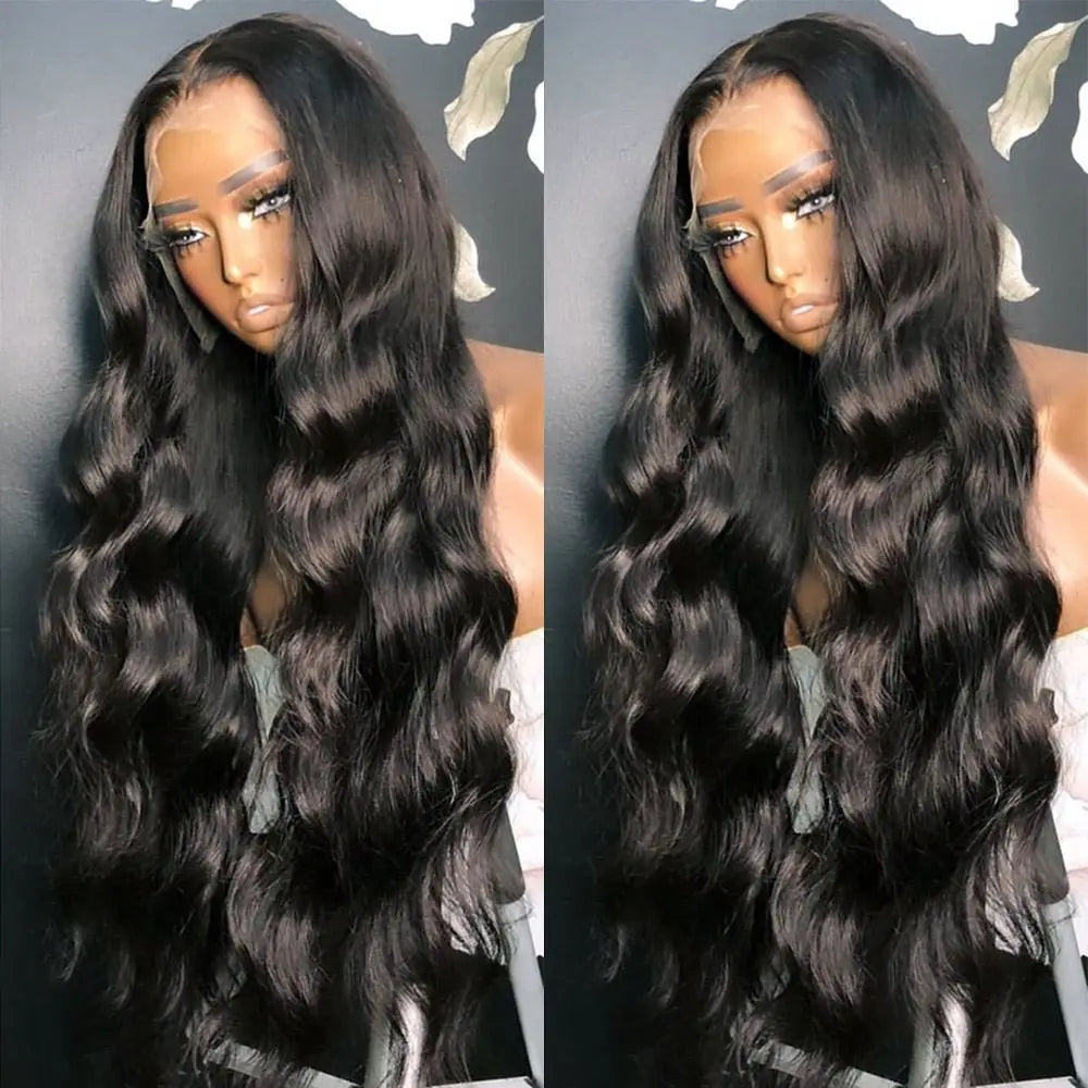 30 40 Inch Body Wave Human Hair Glueless Lace Front Wig 100 Virgin Brazilian Human Hair Body Natural Curly Swiss Lace Front Wigs