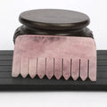 Natural Eco-Friendly Polished Pink Quartz Hair Comb Hair Massager Scalp Massage Tool Gua Sha Stress Relief Crystal Craft Rose