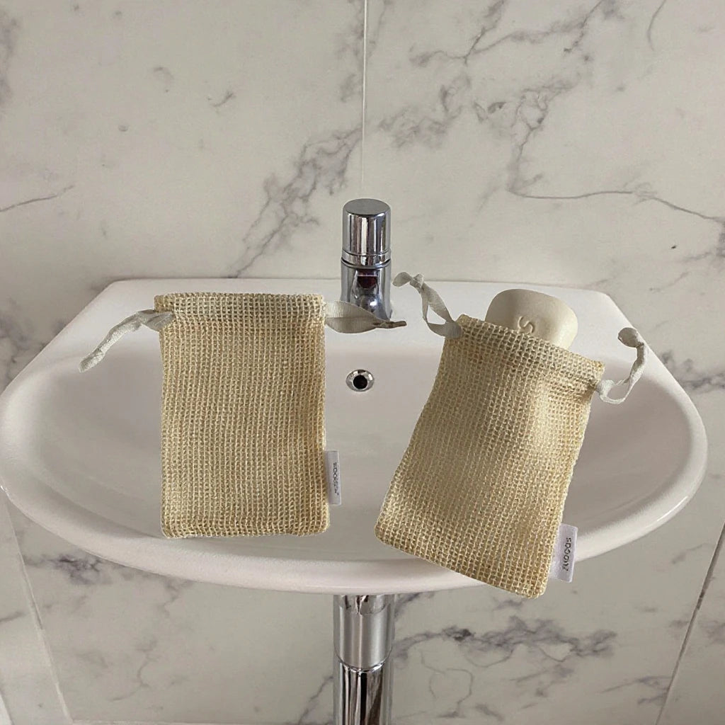 Eco-Friendly 100% Cotton Soap Mesh Bag with String Bath Bombs Packaging Pouch Net Bag for Shower