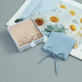 9*9*2.5cm White Jewelry Boxes Set Includes Necklace Slider Box and 8*8cm Microfiber Envelope Pouch Bag