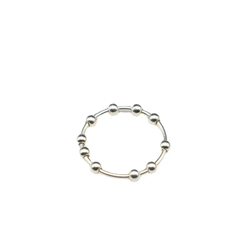 Light Luxury Impulse Modern 925 Sterling Silver Anti Fidget Silver Beads Reduce Anxiety Relief Finger Ring for Women Supplier