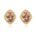 Fine Jewelry 925 Sterling Silver Oval Shape Gemstone Morganite Stud Earrings