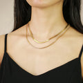 Women's Gold Plated Double Layer Herringbone Snake Chain Necklace Trendy Stainless Steel for Weddings Parties Gifts