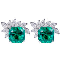 Messi Jewelry MSE-524 18k Gold Lab Grown Emerald Jewelry Moissanite Stud Earrings