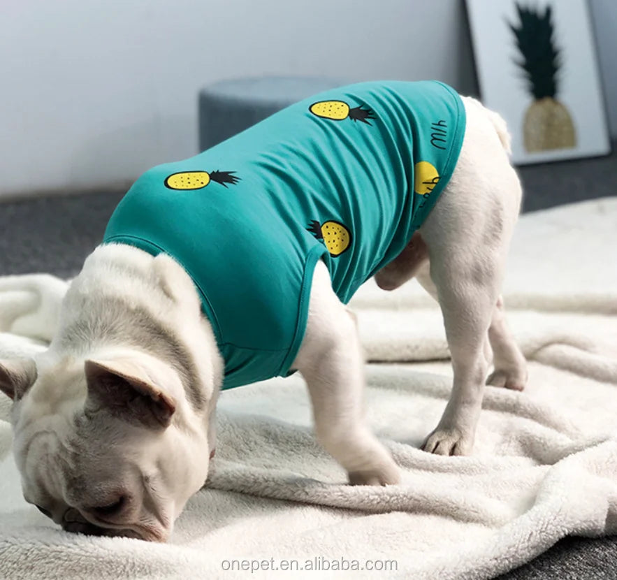 Summer Pet Clothes for English Bulldog Sweet Design Summer Dog Shirt with Printed Pattern
