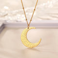 Islamic Pendant Necklace Titanium Steel Muslim Curved Moon Ayatul Kursi Pendant Religious Ornament Islamic Gift