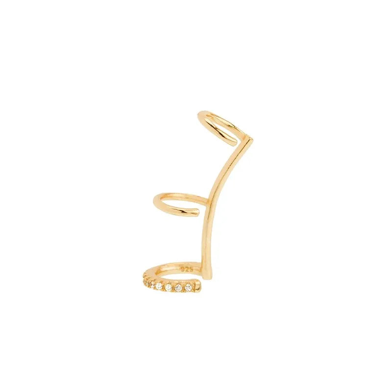 Left Side S925 Sterling Silver Earrings Fashion Personality Trend Diamond Ear Clip on Earring
