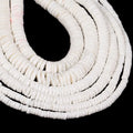 60CM 2-3mm 3-4mm 4-5mm 5-7mm Hand Cut Rondel Natural Philippine White Heishi Shell Beads for Spacer Jewelry Making