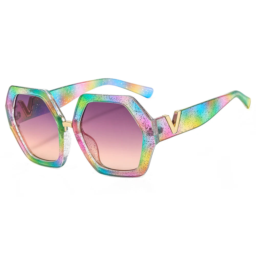 Designer Vintage Brand Sun Glasses Flat Top Eyewear Shades Women Men with Custom Logo Oversized Sunglasses
