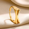 Wholesale Fashion Jewelry 18k Gold Plated Hollow Letter Rings Fine Alloy Chunky Statement Thick Gold Ring for Women Men