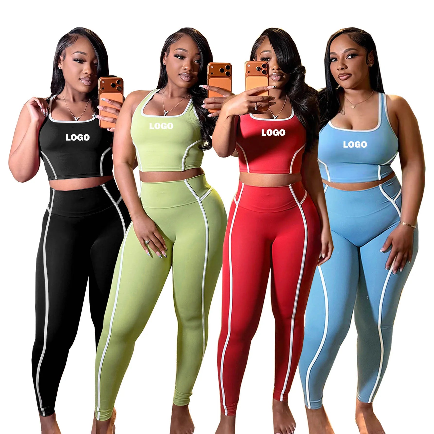 Custom Sets for Women Summer Fashion Solid Square Neck Tank Top with High Waist Legging Casual Conjuntos Para Mujeres Tracksuit