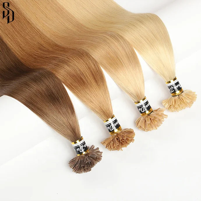 Cuticle Aligned Virgin Bulk Hair for U Tips Wholesale Double Drawn 30 Inch U Tip Hair Extensions Remy Human Hair U Tip Vendors