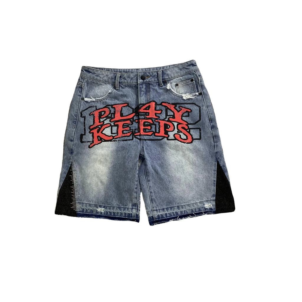 DENIMGUYS Custom Screen Printed Jeans Shorts Men 2025 Summer Streetwear Y2K Distressed Denim Shorts Pants