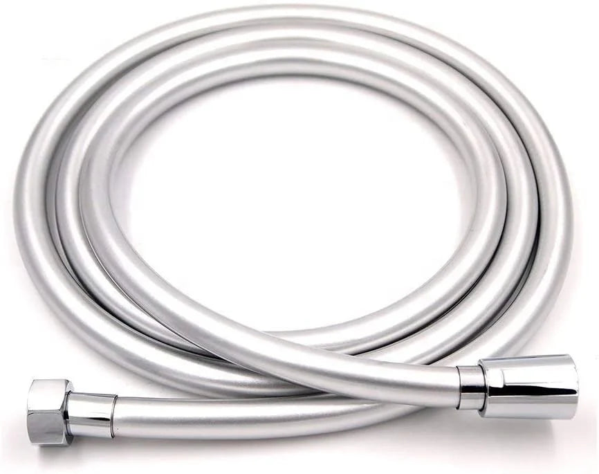 Durable 59-Inch Handheld Shower Head Hose Smooth PVC with Brass Connections Silver for Bathroom Application Plastic Material