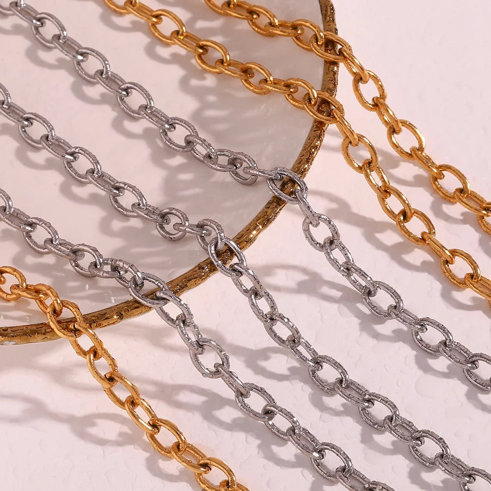 Dreamshow Chunky Jewelry PVD Gold Plated Stainless Steel Necklace Cross Chain Body Jewelry Accessories