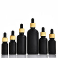 Black Frosted Glue Head Dropper Essence Bottles 5ml-100ml with Screen Printing and Custom Logo