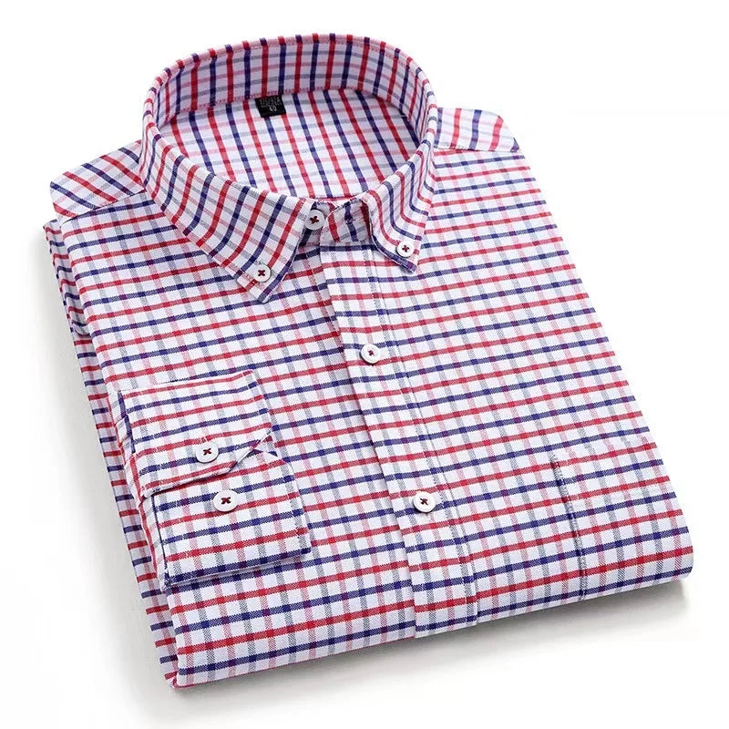 Wholesale Supply High Quality Thick Cotton Long Sleeve 100% Cotton Casual Plaid Men's Shirt