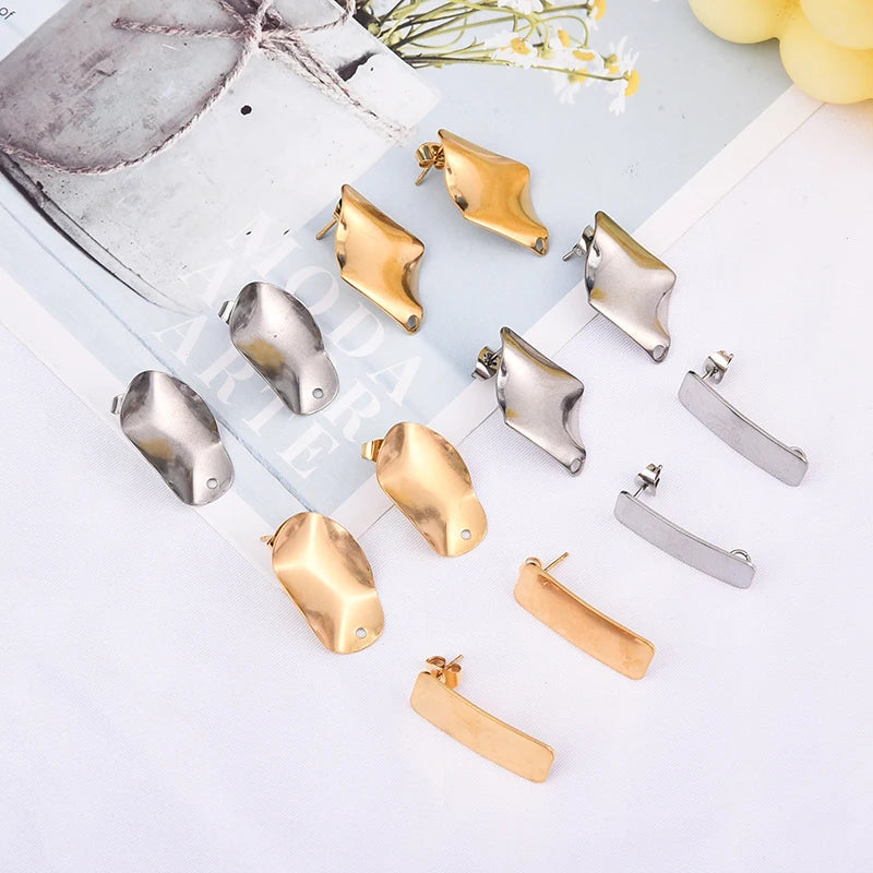 5 Styles Geometric Polygonal Earring Stud Posts Connector Drop Earring Studs for DIY Earrings Jewelry Making Supplies
