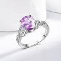 New Design Purple Oval Cubic Zircon Amethyst  Ring Women Wedding Engagement Party Fashion Ring Jewelry