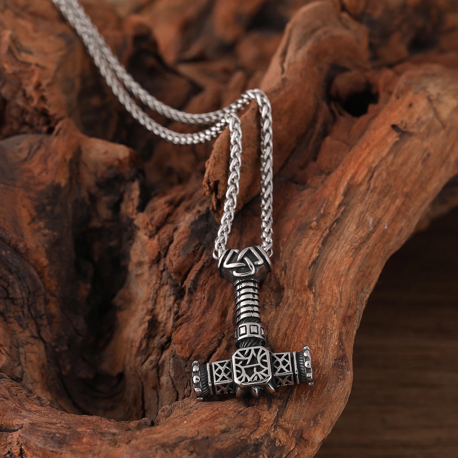 Men Thor Hammer Mjolnir Necklace Stainless Steel Knot Dragon Viking Pendant Gift for Men Nordic Jewelry