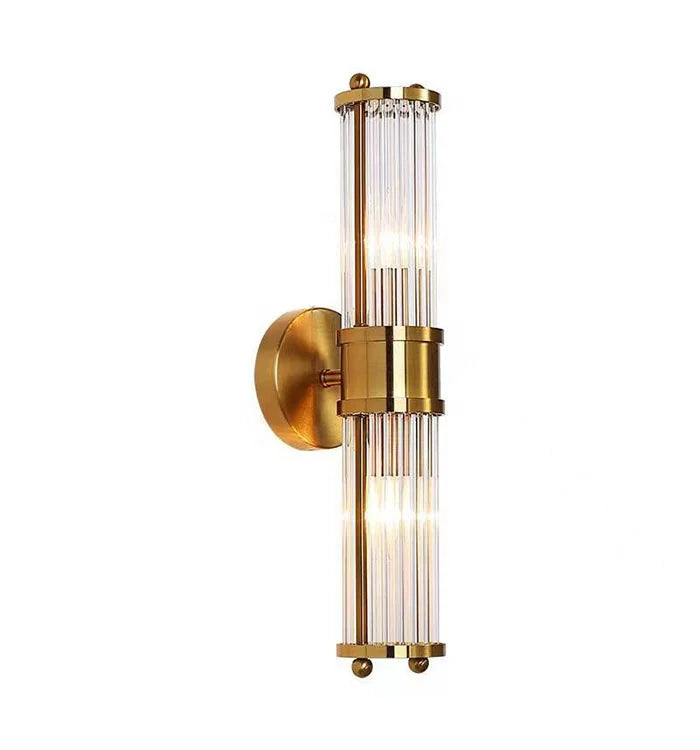 Factory  LED Iron Crystal Glass Lampshade Gold Sconces Wall Lamp for Bedroom