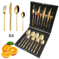 Ernesto Lidl Rose Gold Cutlery Stainless Steel Flatware Set Fork Spoon Knife 16pcs Cutlery With Wooden Case for Hotel