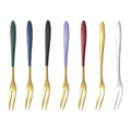 Customized Luxury Gold Colorful Handle Mini Fruit Fork Set Stainless Steel 304 Reusable Dessert Cake Fruit Fork for Gift MegaBDM