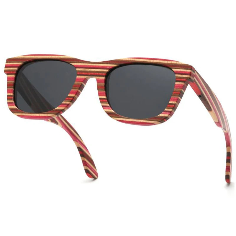 Custom Logo Red Color Wood Sun Glasses Bamboo Wooden Polarized Handmade Sunglasses