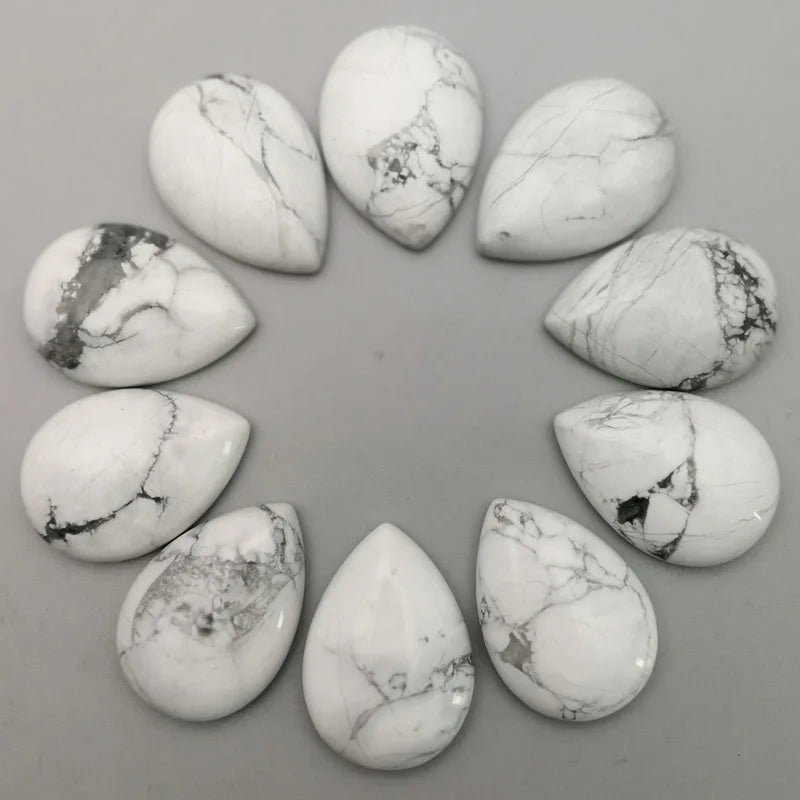 Diy Gemstone 25*18mm Howlite Cabochon for Rings Crafts