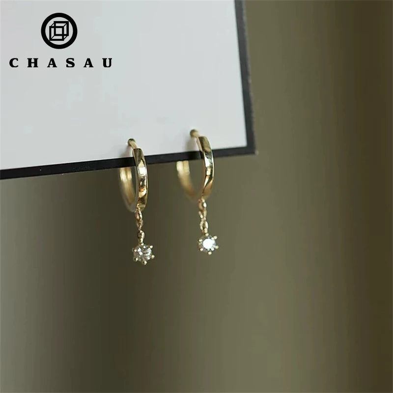 Wholesale Gold Plated 3mm CZ Cubic Zircon Ring S925 Sterling Silver Multi Dangle Hoop Classic Hoop Earrings