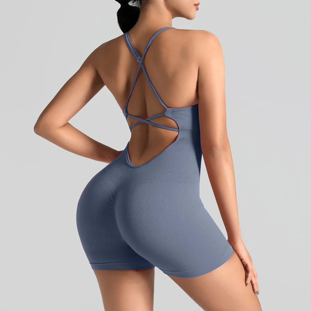 Women's High Strength Seamless Sports Bodysuit One Piece Yoga Jumpsuit for Gym Workout Fitness & Yoga Clothes Set