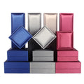Wholesale Jewelry Box Set Custom Brushed Leather Packaging for Earrings Rings Pendants Luxury Gift Box with Logo