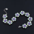Charming Flower White Opal Link Chain Bracelet with Amethyst
