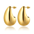 Hot Sale Lightweight 18K PVD Gold Plated Chunky Waterdrop Earring Stainless Steel Water Drop Stud Earrings