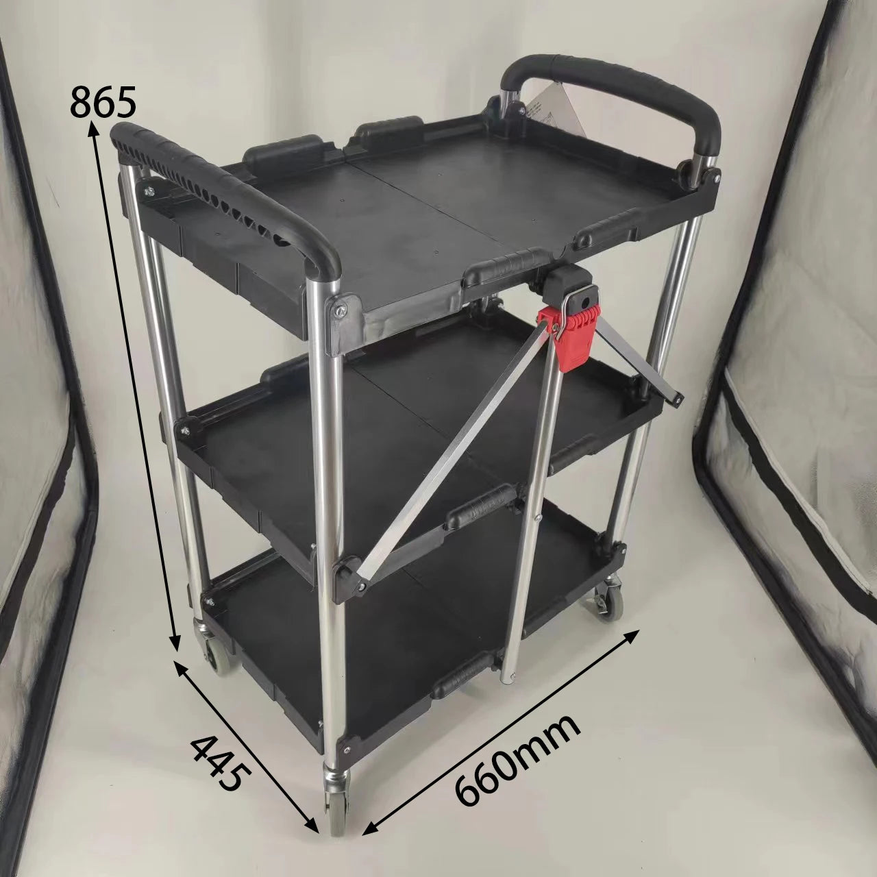 DPC866644 Three-layer Multi-purpose Foldable Storage Practical Hard Plastic Hand Tool Cart