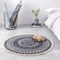 Customizable Moroccan Round Rug Mat New Design Geometric Hand Woven Cotton Linen with Tassel Machine Made Carpet